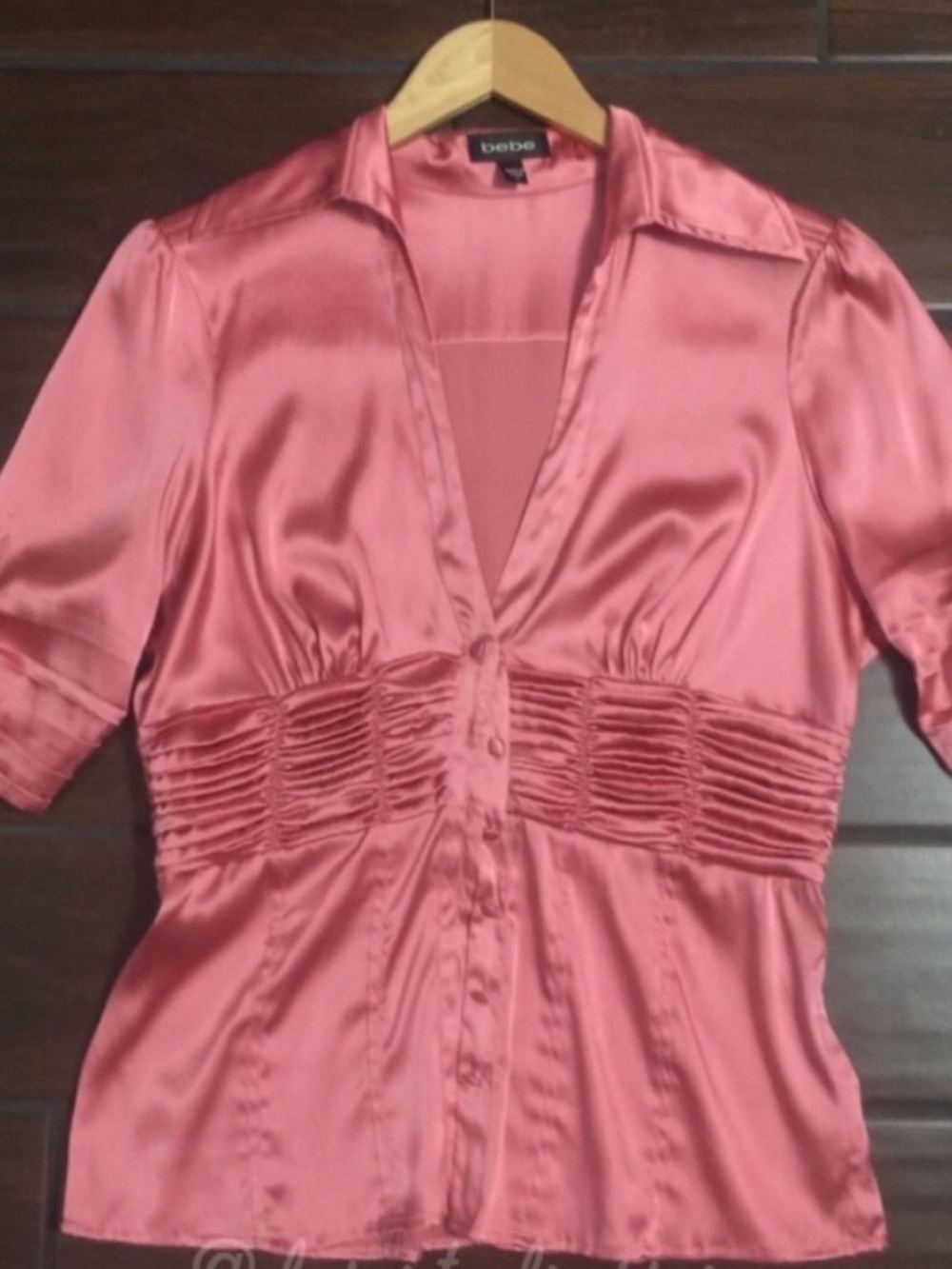 bebe Silk Button-Down Blouse